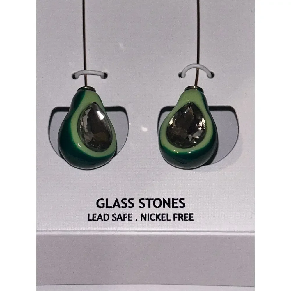 Piper K Avocado Party Preppy Casual Festival Whimsical Cuff 2.5” Dangle Earrings